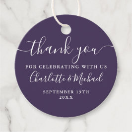 Étiquettes Cadeau Élégant Merci de script Mariage violet