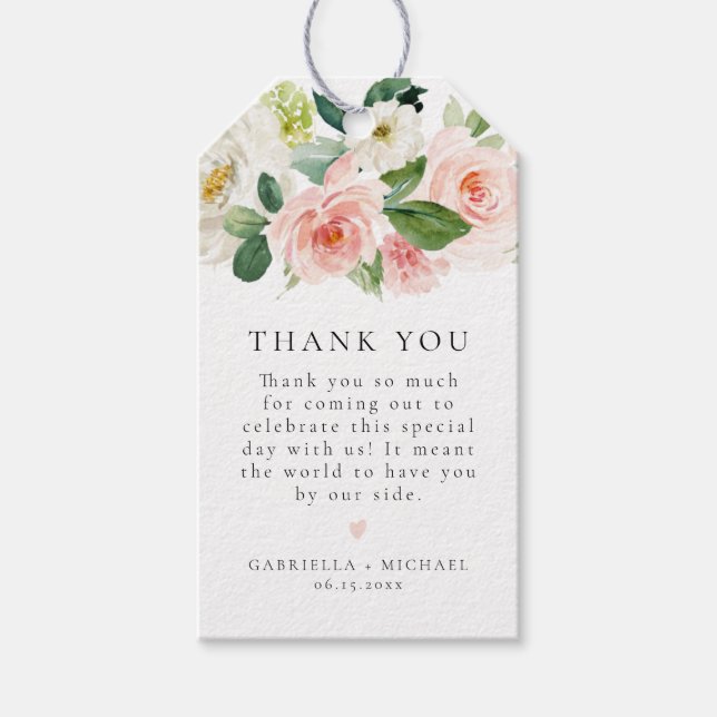 Étiquettes-cadeau Elégant Merci de verdure rose pâle rose (Devant)