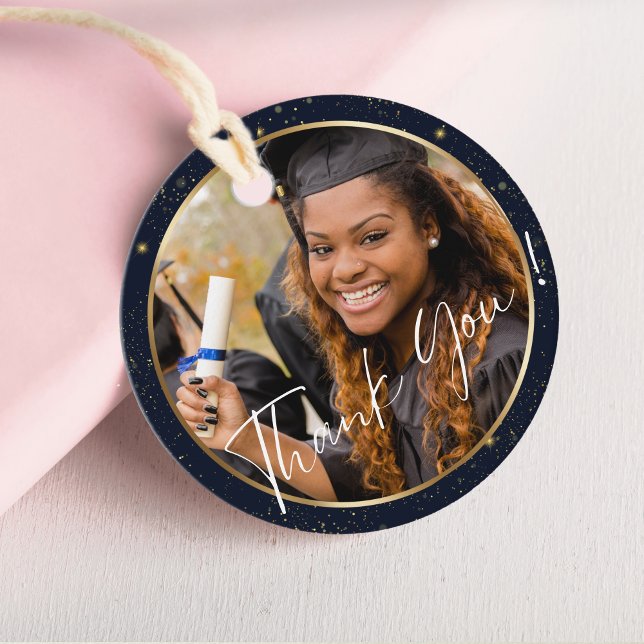 Étiquettes Cadeau Élégant Merci d'or de la Marine (Créateur téléchargé)