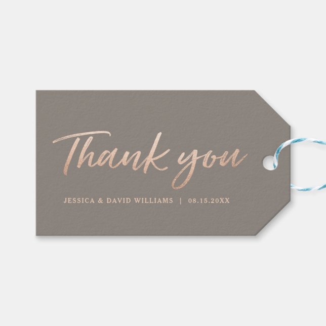 Étiquettes-cadeau Élégant Merci Faux Foil Script (Devant (Horizontal))