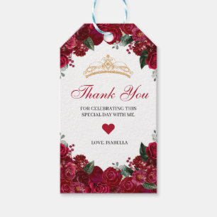 Étiquettes-cadeau Élégant Merci Floral Rouge Favoriser Balise