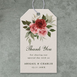 Étiquettes-cadeau Élégant Merci Mariage Floral Naturel