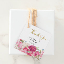 Étiquettes Cadeau Élégant Merci rose Peony Florals