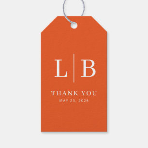Étiquettes-cadeau Élégant Merci Typographique Orange