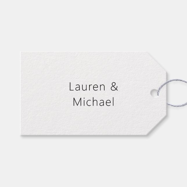 Étiquettes-cadeau Élégant minimaliste mariage noir blanc clair (Devant (Horizontal))