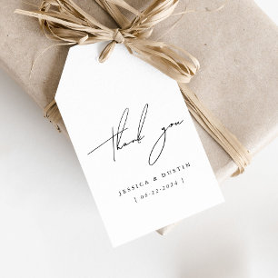 Étiquettes-cadeau Élégant minimaliste Merci noir Mariage de script