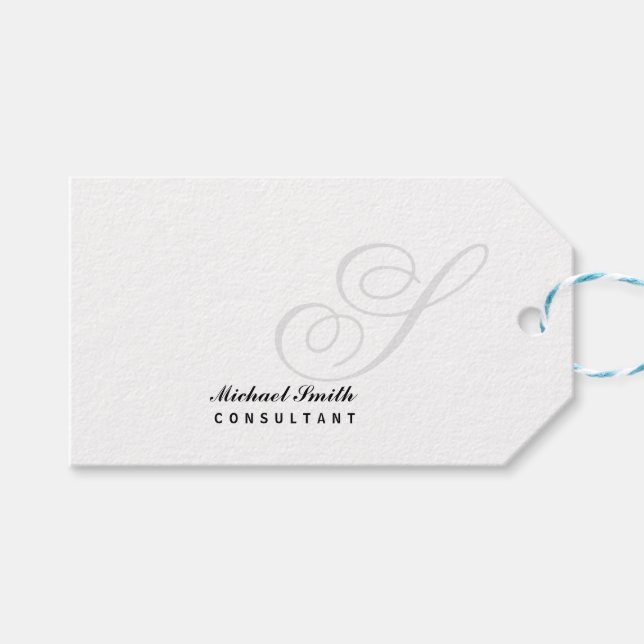 Étiquettes-cadeau Élégant monogramme de filigrane (Devant (Horizontal))