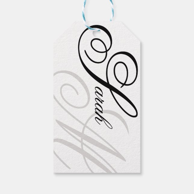 Étiquettes-cadeau Élégant Monogramme de typographie (Dos)