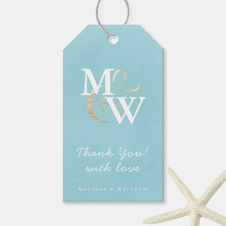 Étiquettes-cadeau Elégant Monogramme de verre marin Mariage Favor Me