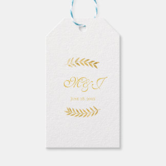 Étiquettes-cadeau Élégant Monogramme Golden Feuilles mariage Faveur