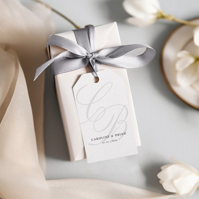 Étiquettes-cadeau Élégant, Monogramme, Mariage (Elegant, Monogram, Wedding Gift Tags)