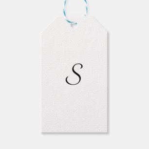 Étiquettes-cadeau Élégant Monogramme noir et blanc simple