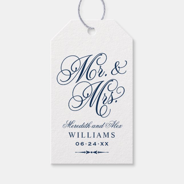 Étiquettes-cadeau Élégant Monogramme personnalisé M. et Mme Script d (Devant)