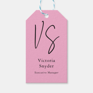 Étiquettes-cadeau Élégant Monogramme Professionnel Rose clair