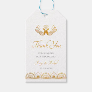 Étiquettes-cadeau Élégant Motif d'or Mariage indien