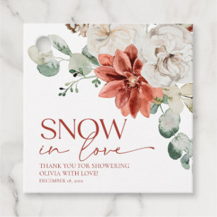 Étiquettes Cadeau Élégant Neige Rouge dans l'Amour Hiver Enterrement