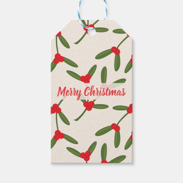 Étiquettes-cadeau Élégant Noël Berries d'hiver (Devant)