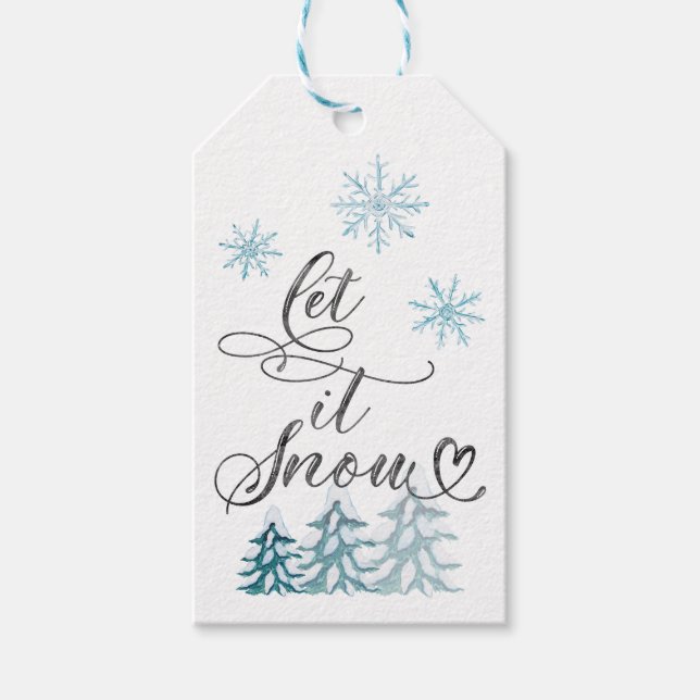 Étiquettes-cadeau Élégant Noël Laisser neiger les flocons de neige (Devant)