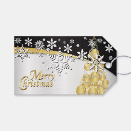 Étiquettes-cadeau Élégant Noël or, noir et blanc