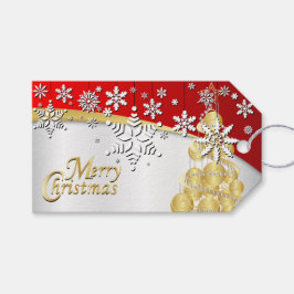 Étiquettes-cadeau Élégant Noël rouge, or et blanc
