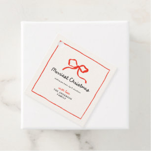 Étiquettes Cadeau Élégant Noël traditionnel arc rouge moderne