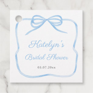Étiquettes Cadeau Élégant nœud bleu clair Baby Shower Mariage