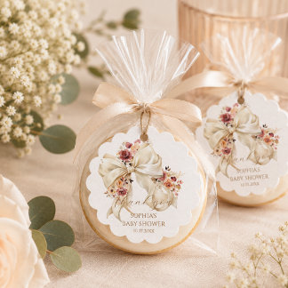 Étiquettes Cadeau Élégant Nœud Papillon Floral Remerciement pour Bab
