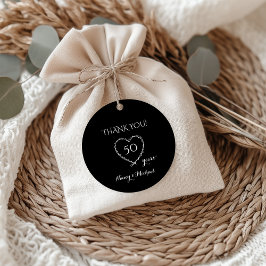 Étiquettes Cadeau Élégant Noir 50 ans Anniversaire avec couronne