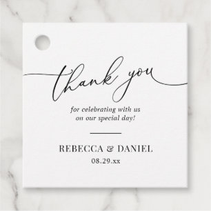 Étiquettes Cadeau Elégant noir et blanc Faveurs Merci