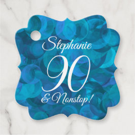 Étiquettes Cadeau Elégant Ocean Blue 90 et fête d'anniversaire Extra