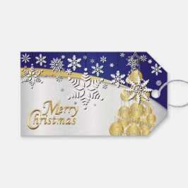 Étiquettes-cadeau Elégant or, bleu marine et blanc Noël