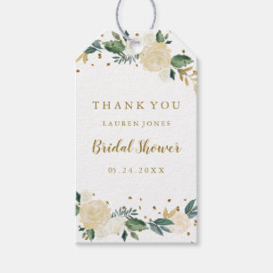 Étiquettes-cadeau Élégant or Confetti Floral Fêtes des mariées Tags