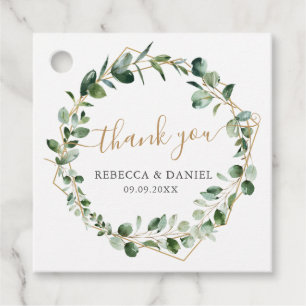 Étiquettes Cadeau Elégant or de verdure géométrique Mariage Merci