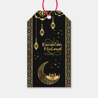 Étiquettes-cadeau Elégant or Motifs islamiques Ramadan Moubarak
