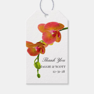 Étiquettes-cadeau Elégant Orange Orchidées Tropical Beach Mariage