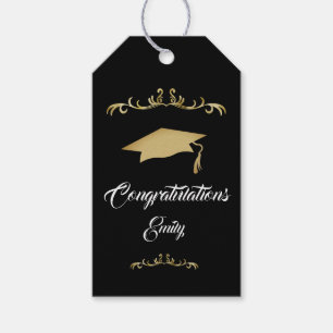 Étiquettes-cadeau Elégant Ornament Or Félicitations Diplômé