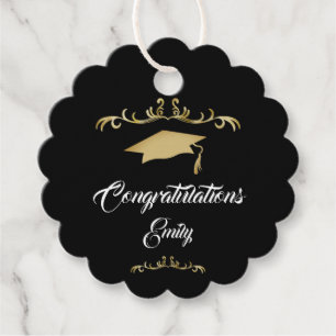 Étiquettes Cadeau Elégant Ornament Or Félicitations Diplômé