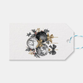 Étiquettes-cadeau Élégant ornements de Noël noir et blancSticker