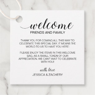 Étiquettes Cadeau Élégant panier cadeau de bienvenue de mariage