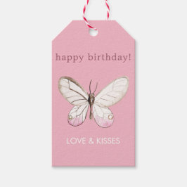 Étiquettes-cadeau Élégant Papillon rose vif Balises Cadeaux d'annive