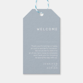 Étiquettes-cadeau Elégant Pastel Blue Minimal Mariage Bienvenue