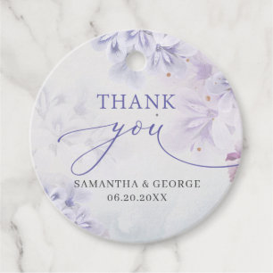 Étiquettes Cadeau Élégant pastel mauve fleurs mariage