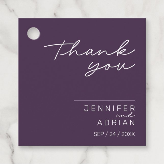 Étiquettes Cadeau Élégant Pastel minimal Merci violet Mariage Fa (Devant)
