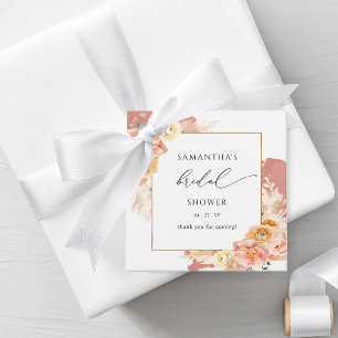 Étiquettes Cadeau Élégant Peach et rouille Floral Bridal Shower