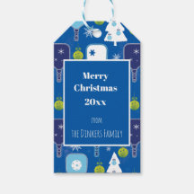 Elégant pickleball de Noël bleu et blanc