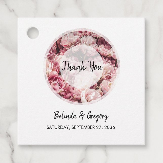 Étiquettes Cadeau Elégant Pink Peonies Mariage cadeau (Devant)