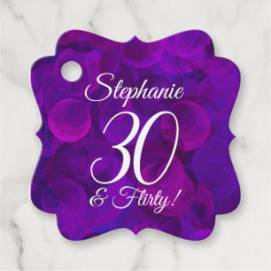 Étiquettes Cadeau Elégant Purple 30 et Flirty fête d'anniversaire