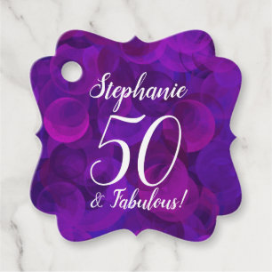 Étiquettes Cadeau Elégant Purple 50 et Fabuleux fête d'anniversaire