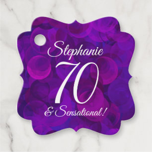 Étiquettes Cadeau Elegant Purple 70 et fête d'anniversaire sensation