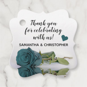 Étiquettes Cadeau Élégant reflet du Merci Mariage Rose Turquoise